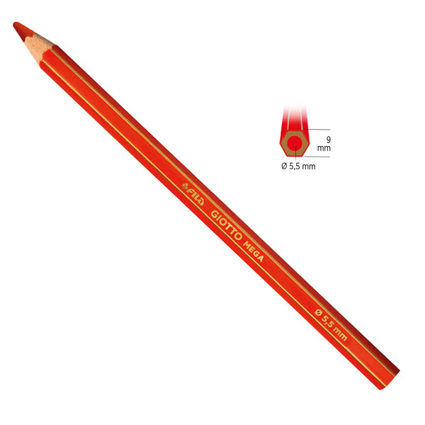 Pastelli colorati Mega - esagonale - mina 5,5 mm  - Giotto - conf. 12 pezzi