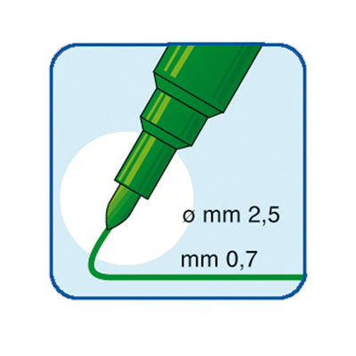 Pennarelli Office - punta feltro - punta fine -  tratto 0,7 mm - verde - Tratto - conf. 12 pezzi