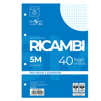 Ricambi forati Quaxima - A5 - 5 mm - 80 gr - Pigna - conf. 40 pezzi