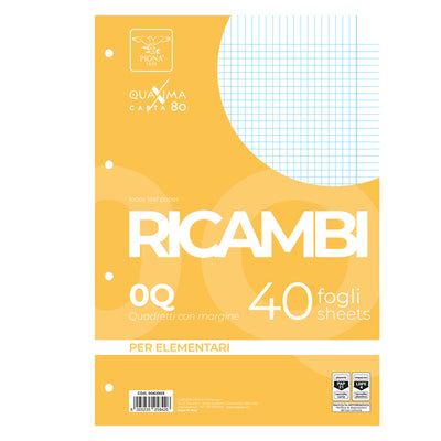 Ricambi forati Quaxima - A4 - 5 mm c/margine - 80 gr - Pigna - conf. 40 pezzi