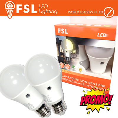 Lampada LED con Doppio Sensore Crepuscolare 9W 4000K - Confezione 2PACK