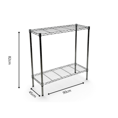 Metallika Scaffale Modulare in Acciaio Cromato 90 × 45 × H 82 cm, 2 Ripiani