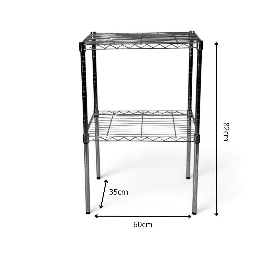 Metallika Scaffale Modulare in Acciaio Cromato 60 × 35 × H 82 cm, 2 Ripiani