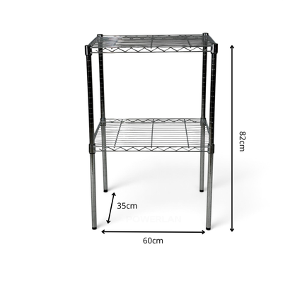 Metallika Scaffale Modulare in Acciaio Cromato 60 × 35 × H 82 cm, 2 Ripiani