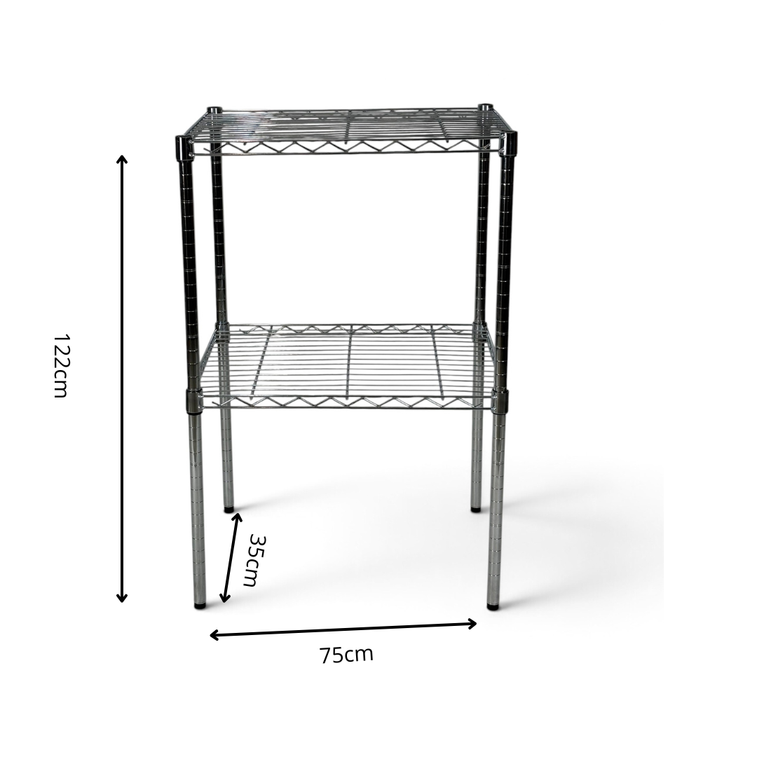 Metallika Scaffale Modulare in Acciaio Cromato 75 × 35 × H 122 cm, 2 Ripiani