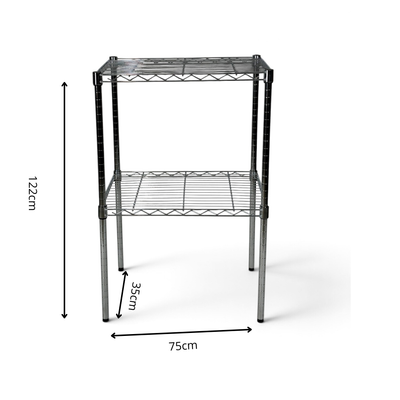 Metallika Scaffale Modulare in Acciaio Cromato 75 × 35 × H 122 cm, 2 Ripiani