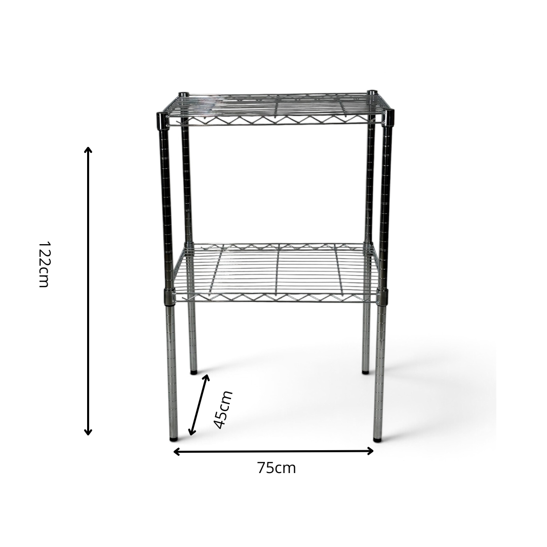 Metallika Scaffale Modulare in Acciaio Cromato 90 × 35 × H 122 cm, 2 Ripiani