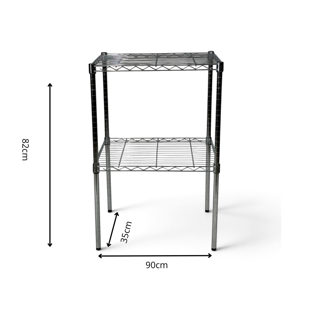 Metallika Scaffale Modulare in Acciaio Cromato 90 × 35 × H 82 cm, 2 Ripiani