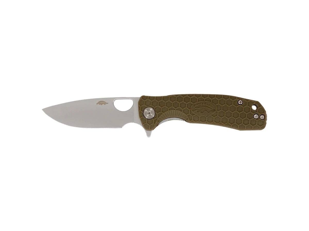 Honey Badger Drop Point Small FRN tan HB1022, lama 8Cr13MoV 7,1 cm flipper