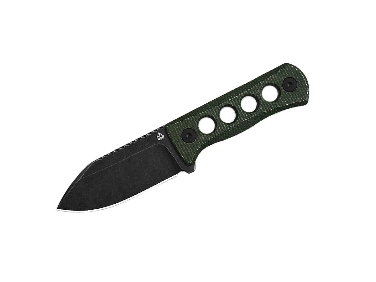Coltello da collo QSP Canary Micarta 14C28N black stonewash verde QS141-C2