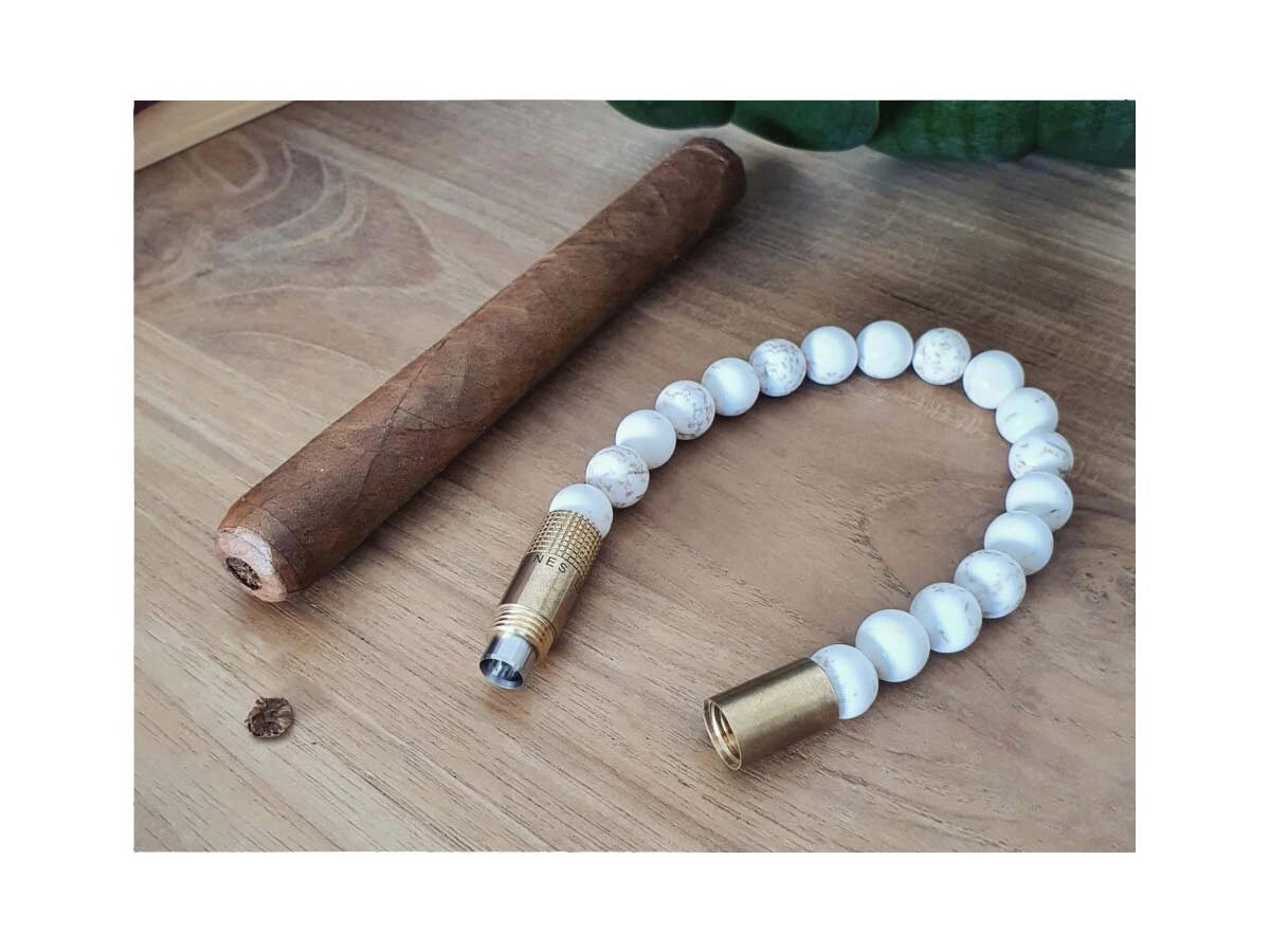 Les Fines Lames BRACCIALE PUNCH BRASS WHITE MAGNESITE - L