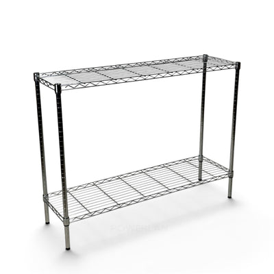Metallika Scaffale Modulare in Acciaio Cromato 122 × 35 × H 92 cm, 2 Ripiani