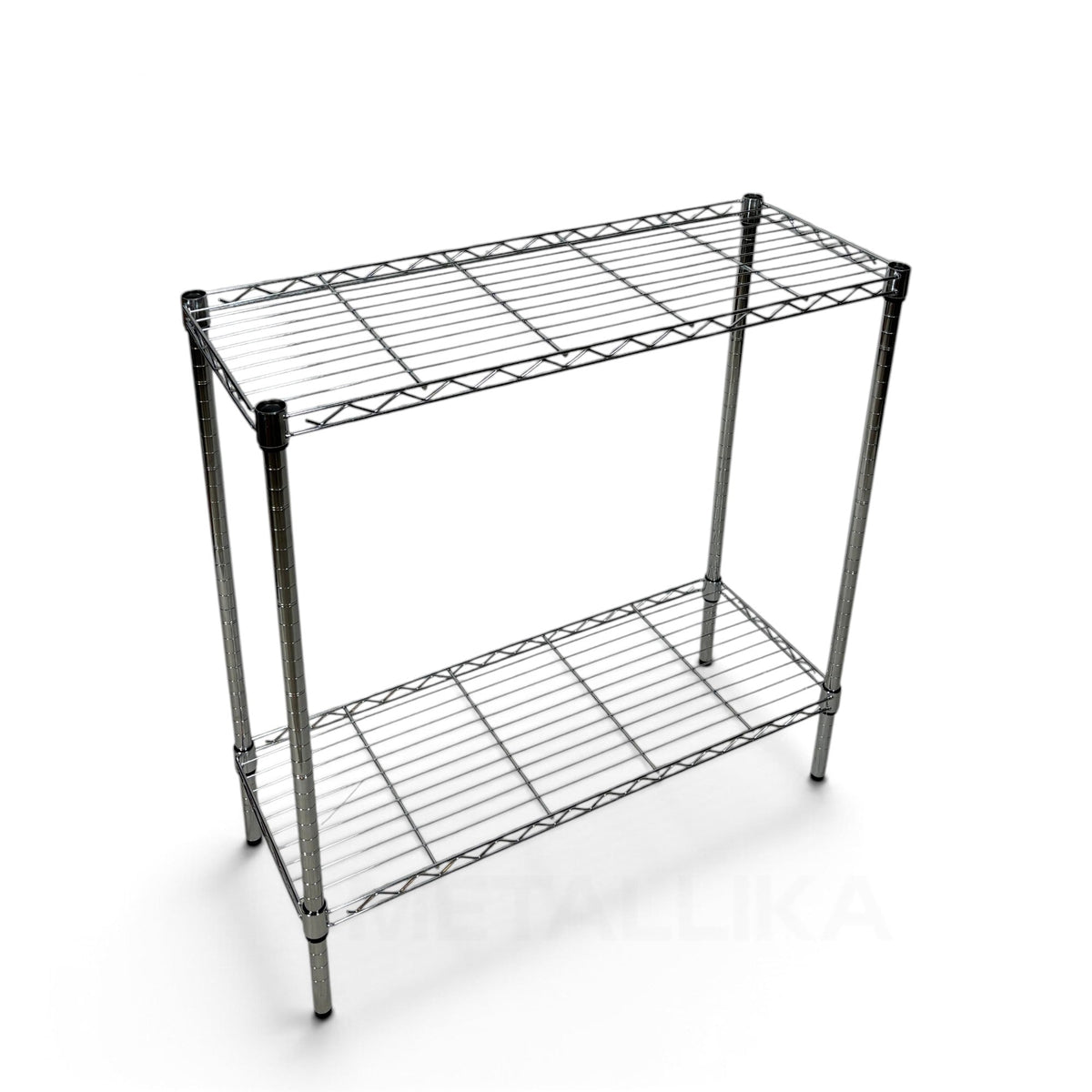 Metallika Scaffale Modulare in Acciaio Cromato 90 × 45 × H 92 cm, 2 Ripiani
