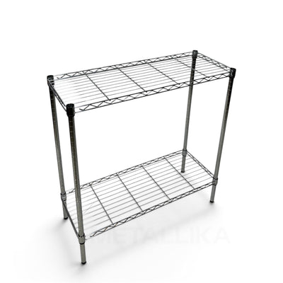 Metallika Scaffale Modulare in Acciaio Cromato 90 × 45 × H 92 cm, 2 Ripiani
