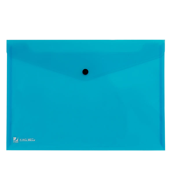 Busta con bottone Pull - A4 - PP - azzurro - King Mec