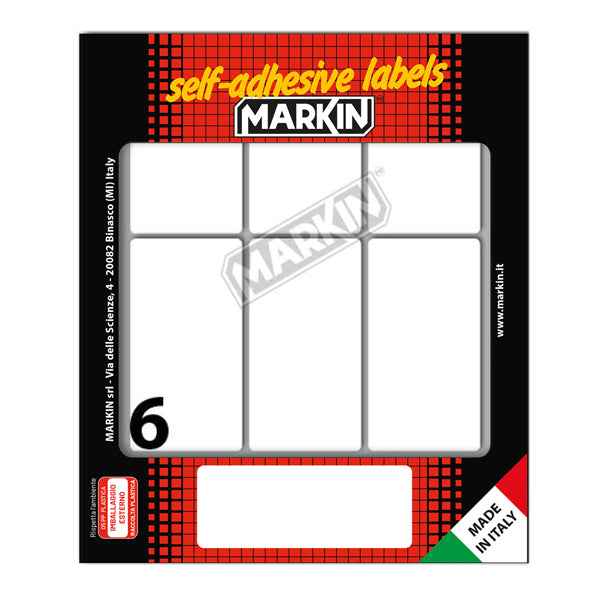 Etichette adesive - in carta - permanenti - 70 x 37 mm - 6 et/fg - 10 fogli - bianco - Markin