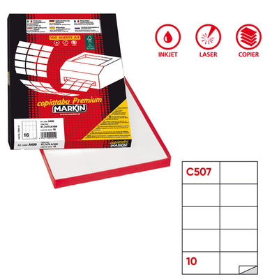 Etichette adesive C/507 - in carta - permanenti - 105 x 59 mm - 10 et/fg - 100 fogli - bianco - Markin
