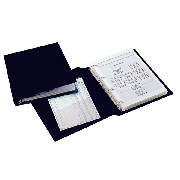 Raccoglitore Sanremo 2000 - 22 x 30 cm - 4 anelli a D 50 mm - dorso 7,5 cm - nero - Sei Rota