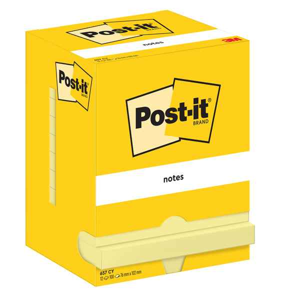 Blocco foglietti - 657 - 76 x 102 mm - giallo Canary - 100 fogli - Post-it