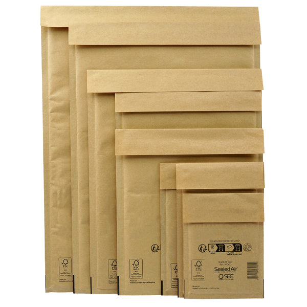 Busta imbottita Mail Lite Gold - J (30 x 44 cm) - avana - Sealed Air - conf. 10 pezzi