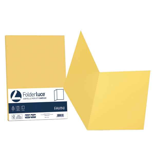 Cartellina semplice Luce - 200 gr - A4 - giallo sole - cartoncino bristol - Favini - conf. 50 pezzi