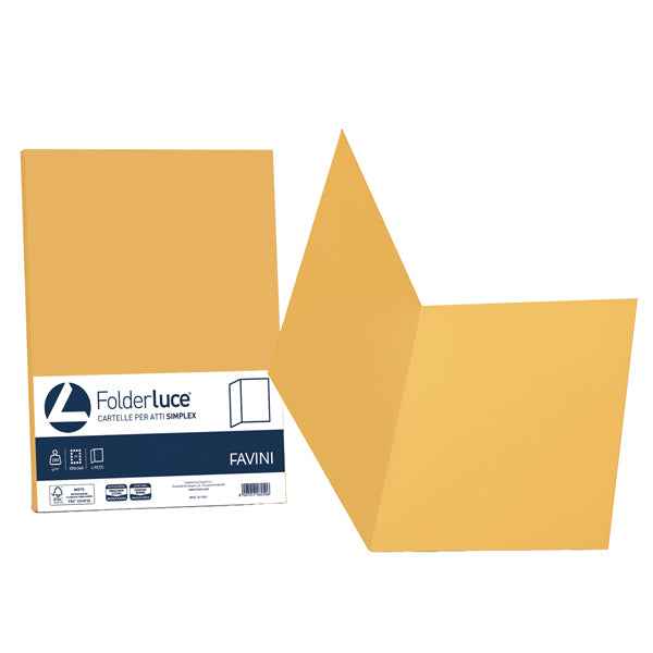 Cartellina semplice Luce - 200 gr - A4 - giallo oro - cartoncino bristol - Favini - conf. 50 pezzi