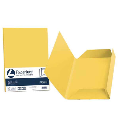 Cartellina 3 lembi Luce - 200 gr - A4 - cartoncino bristol - giallo sole - Favini - conf. 25 pezzi