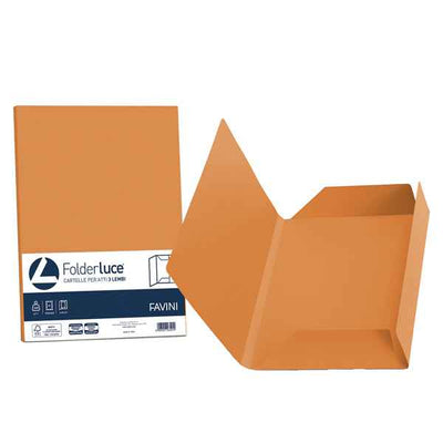 Cartellina 3 lembi Luce - 200 gr - A4 - cartoncino bristol - arancio - Favini - conf. 25 pezzi
