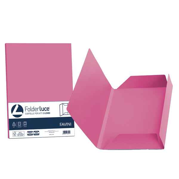 Cartellina 3 lembi Luce - 200 gr - A4 - cartoncino bristol - ciclamino - Favini - conf. 25 pezzi