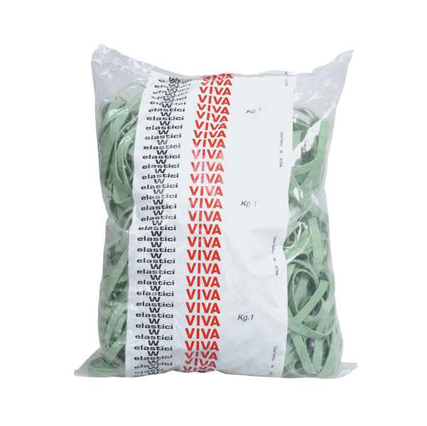 Elastici fettuccia - diametro 7 x 0,5 cm - 1 kg - gomma - verde - Viva