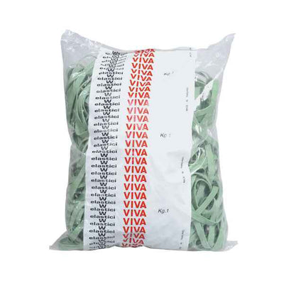 Elastici fettuccia - diametro 10 x 0,5 cm - 1 kg - gomma - verde - Viva