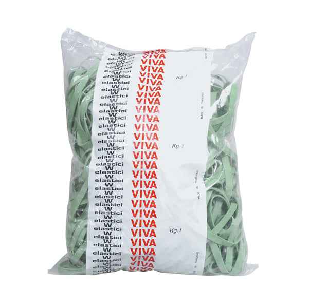 Elastici fettuccia - diametro 7 x 0,8 cm - 1 kg - gomma - verde - Viva