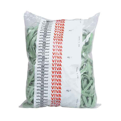 Elastici fettuccia - diametro 10 x 0,8 cm - 1 kg - gomma - verde - Viva