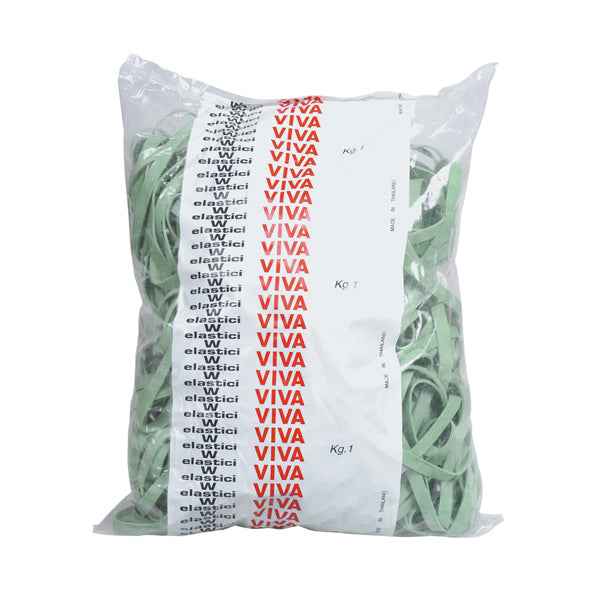 Elastici fettuccia - diametro 12 x 0,8 cm - 1 kg - gomma - verde - Viva