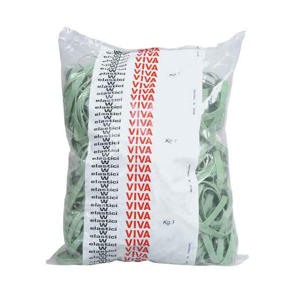 Elastici fettuccia - diametro 15 x 0,8 cm - 1 kg - gomma - verde - Viva