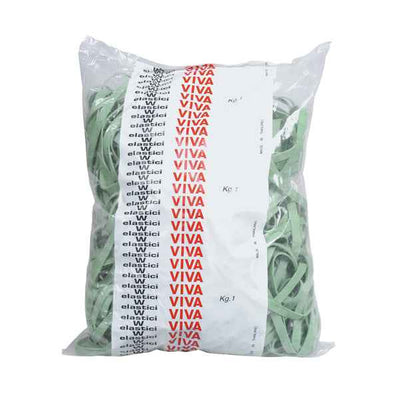 Elastici fettuccia - diametro 15 x 0,8 cm - 1 kg - gomma - verde - Viva