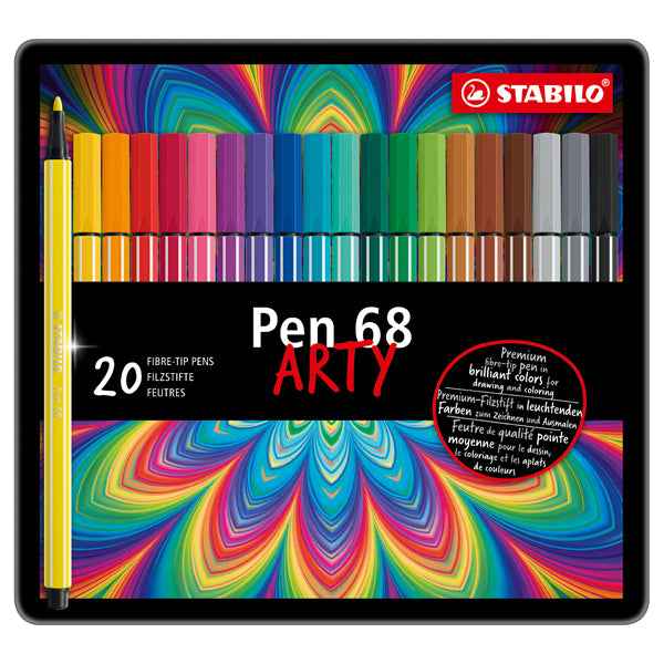 Pennarelli Pen 68 - colori assortiti - Stabilo - scatola in metallo 20 pezzi