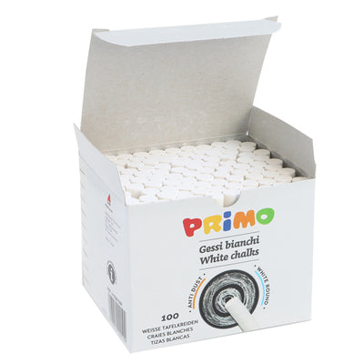 Gessetti tondi - ø 9x80 mm - bianco - Primo - Scatola 100 gessetti tondi