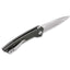 Dettaglio lama 14C28N satin QSP Leopard micarta verde 7,7 cm