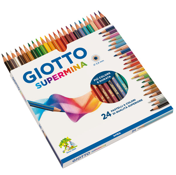 Pastello Supermina - mina 3,8 mm - colori assortiti - Giotto - astuccio 24 pezzi