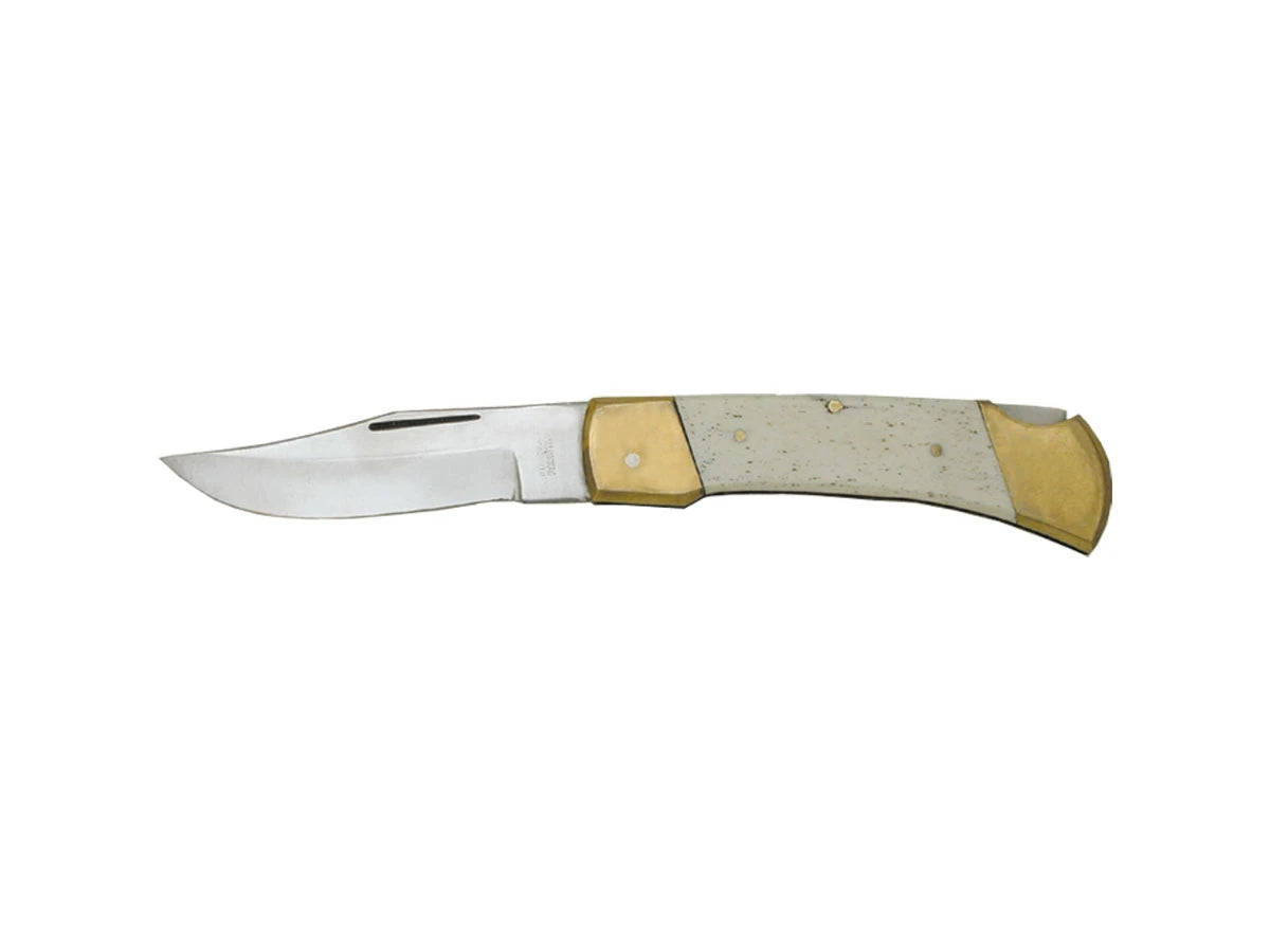 Coltello folding Import manico corno bianco B/3 13 cm Back Lock Made in Pakistan