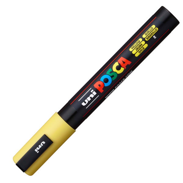 Marcatore a base d'acqua Uni Posca PC5M - punta  tonda media da 1,8mm a 2,5mm - giallo - Uni Mitsubishi