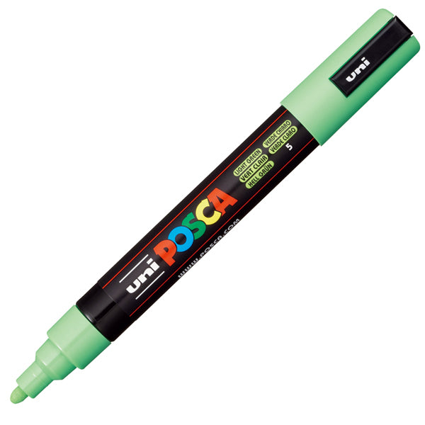 Marcatore a base d'acqua Uni Posca PC5M  - punta  tonda media da 1,8mm a 2,5mm - verde chiaro - Uni Mitsubishi