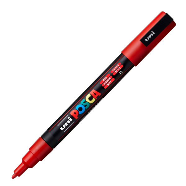 Marcatore a base d'acqua Uni Posca PC3M  - punta fine da 0,9mm a 1,3mm - rosso - Uni Mitsubishi