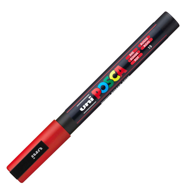 Marcatore a base d'acqua Uni Posca PC3M  - punta fine da 0,9mm a 1,3mm - rosso - Uni Mitsubishi