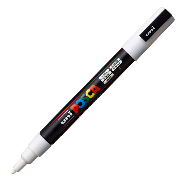 Marcatore a base d'acqua Uni Posca PC3M  - punta fine da 0,9mm a 1,3mm - bianco - Uni Mitsubishi
