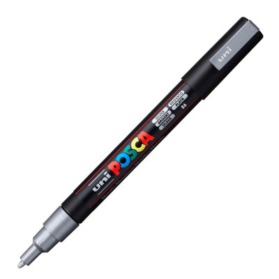 Marcatore a base d'acqua Uni Posca PC3M  - punta fine da 0,9mm a 1,3mm - argento - Uni Mitsubishi