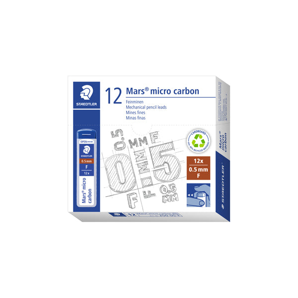 Astuccio 12 Mine Mars Micro - mina 0,5mm - gradazione F - Staedtler - conf. 12 astucci
