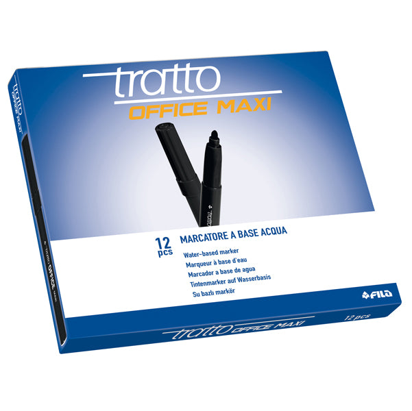 Pennarelli Office punta feltro - punta maxi - tratto 0,80-2,00mm - nero  - Tratto - conf. 12 pezzi