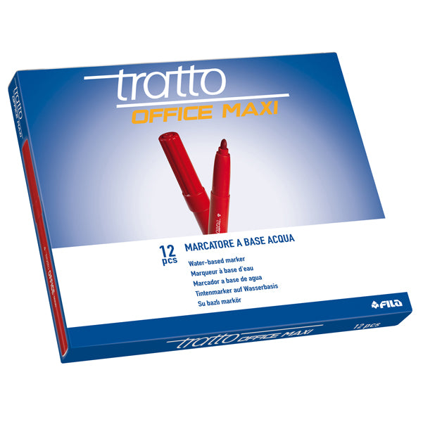 Pennarelli Office punta feltro - punta maxi - tratto 0,80-2,00mm - rosso  - Tratto - conf. 12 pezzi